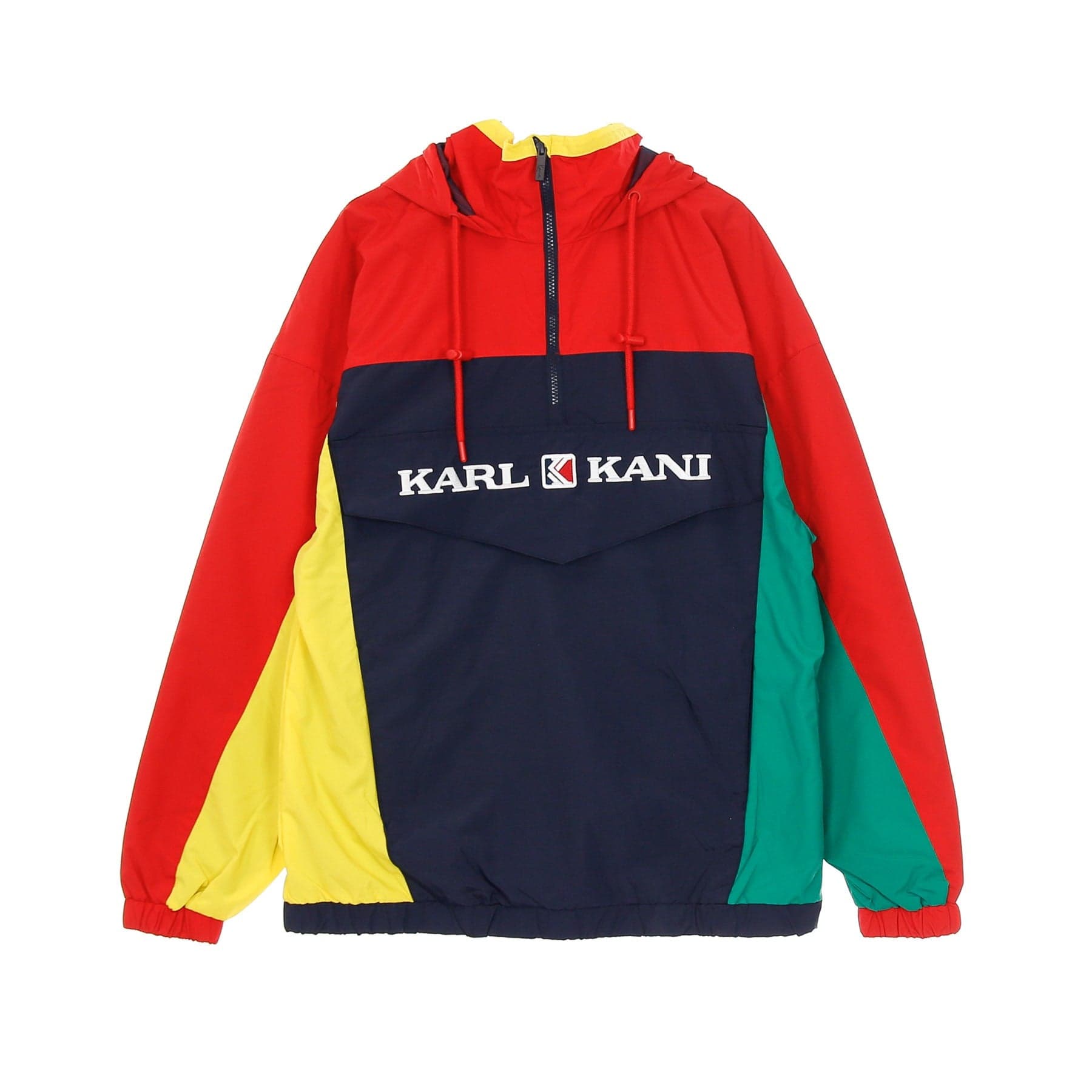 Retro Block Windbreaker Men's Pull-On Windbreaker Red/navy/yellow