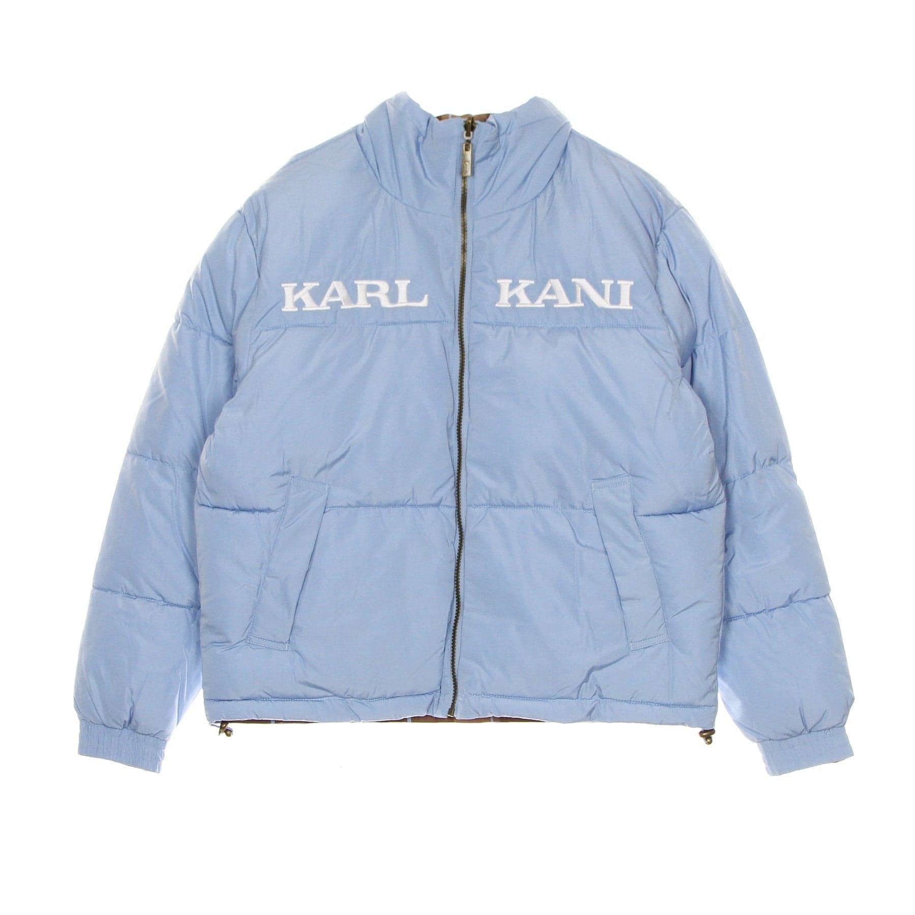 Women's Down Jacket Retro Reversible Puffer Jacket Light Blue/brown