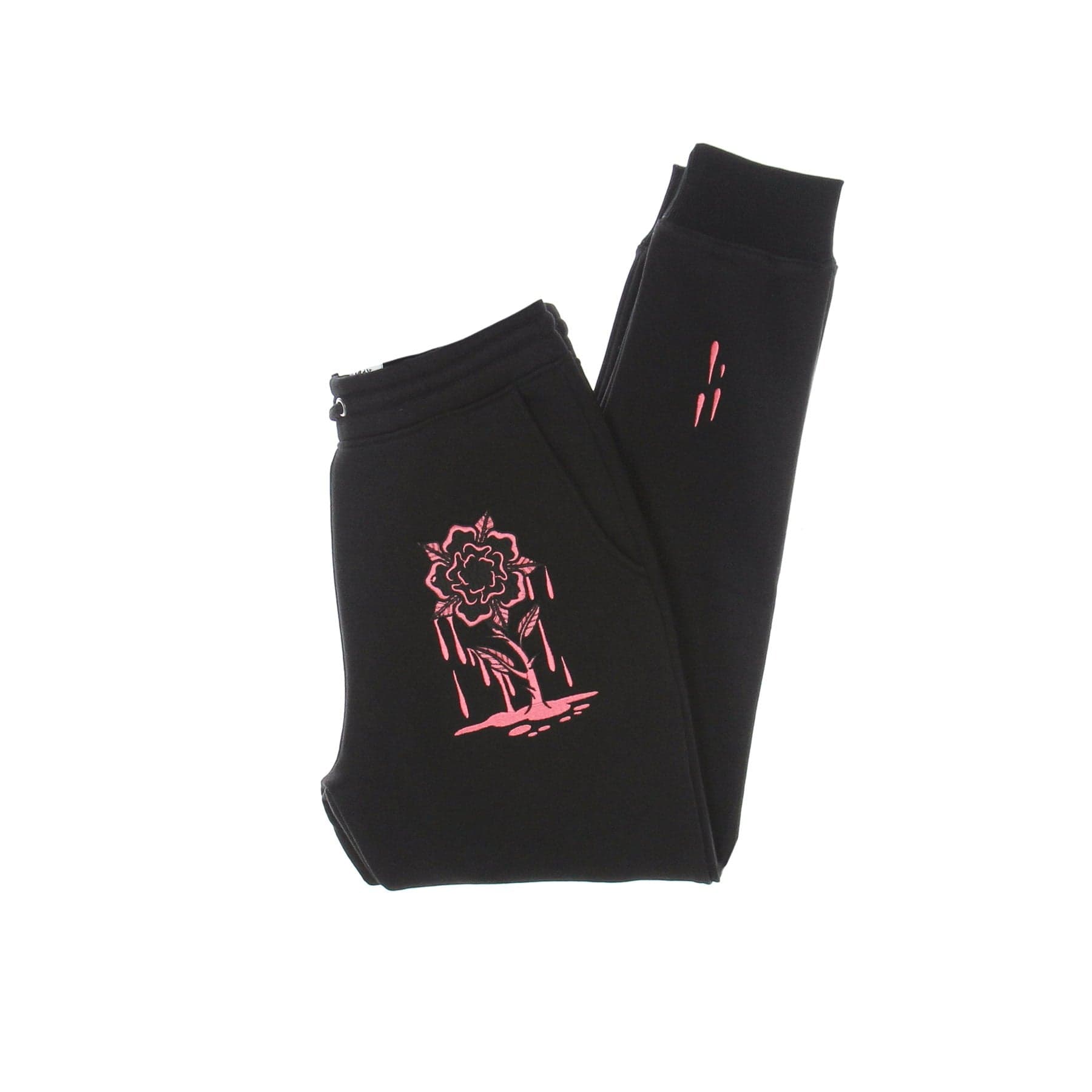 Men's Fleece Tracksuit Pants Rose Embroidery Sweatpants