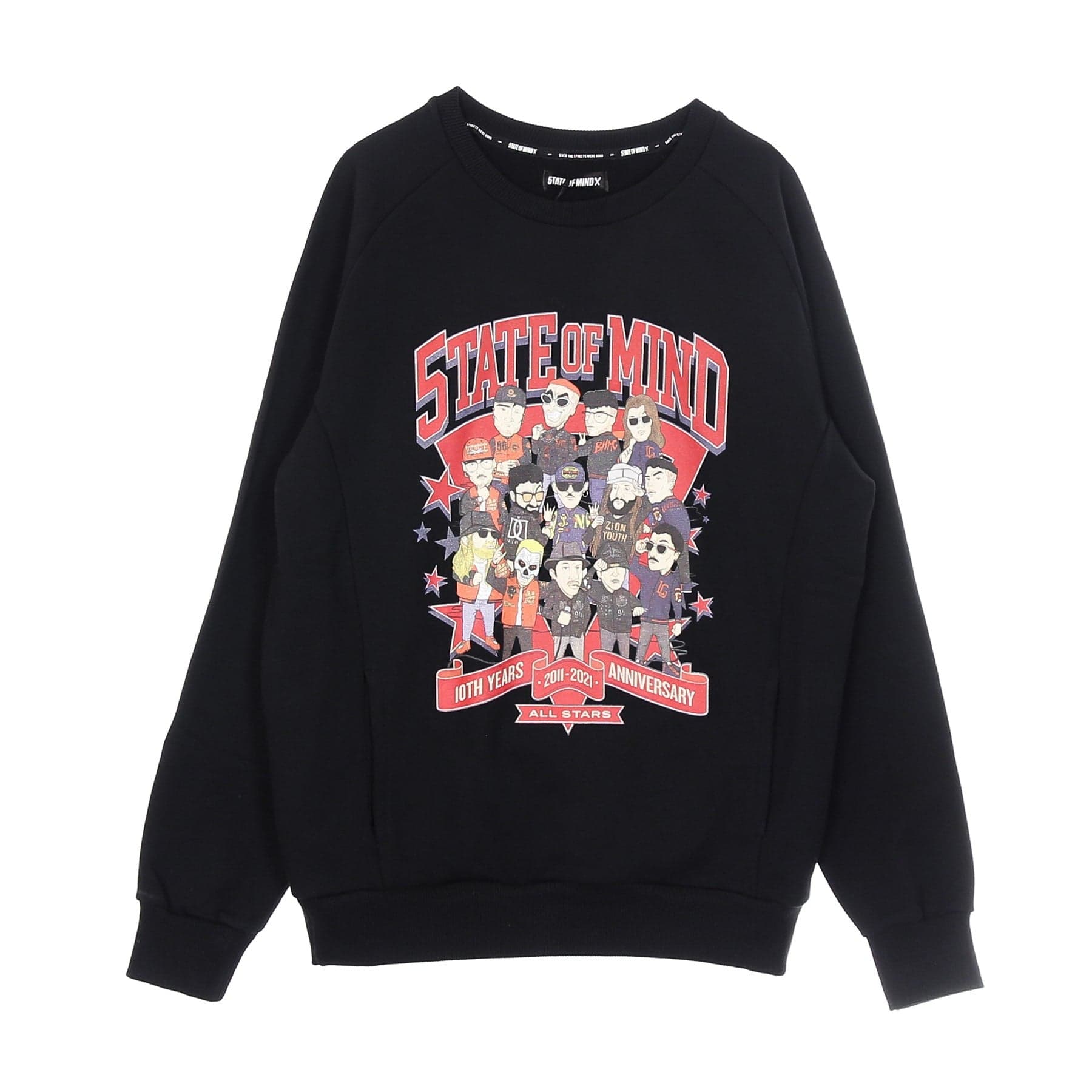 Men's Lightweight Crewneck Sweatshirt 10th Years Anniversary All Star5 Black