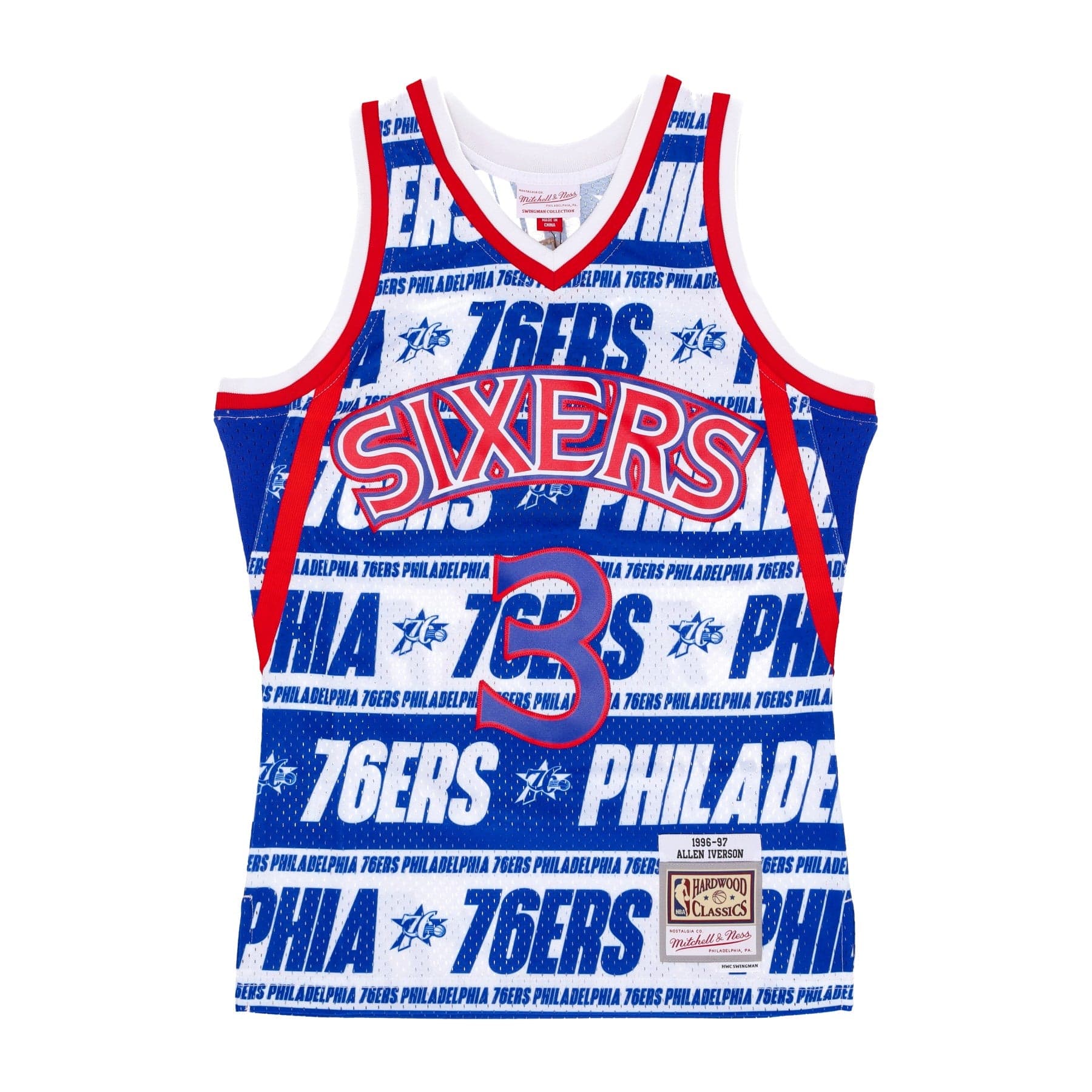 Men's Basketball Tank Top Nba Teamwrap Swingman Jersey Hardwood Classics No 3 Allen Iverson 1996-97 Phi76e Blue