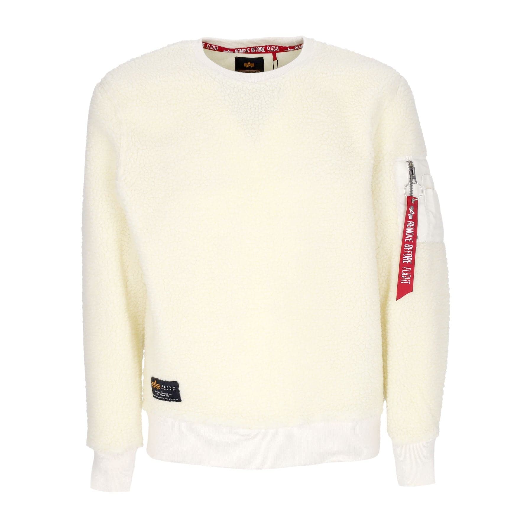 Men's Crewneck Sweatshirt Teddy Sweater Off White