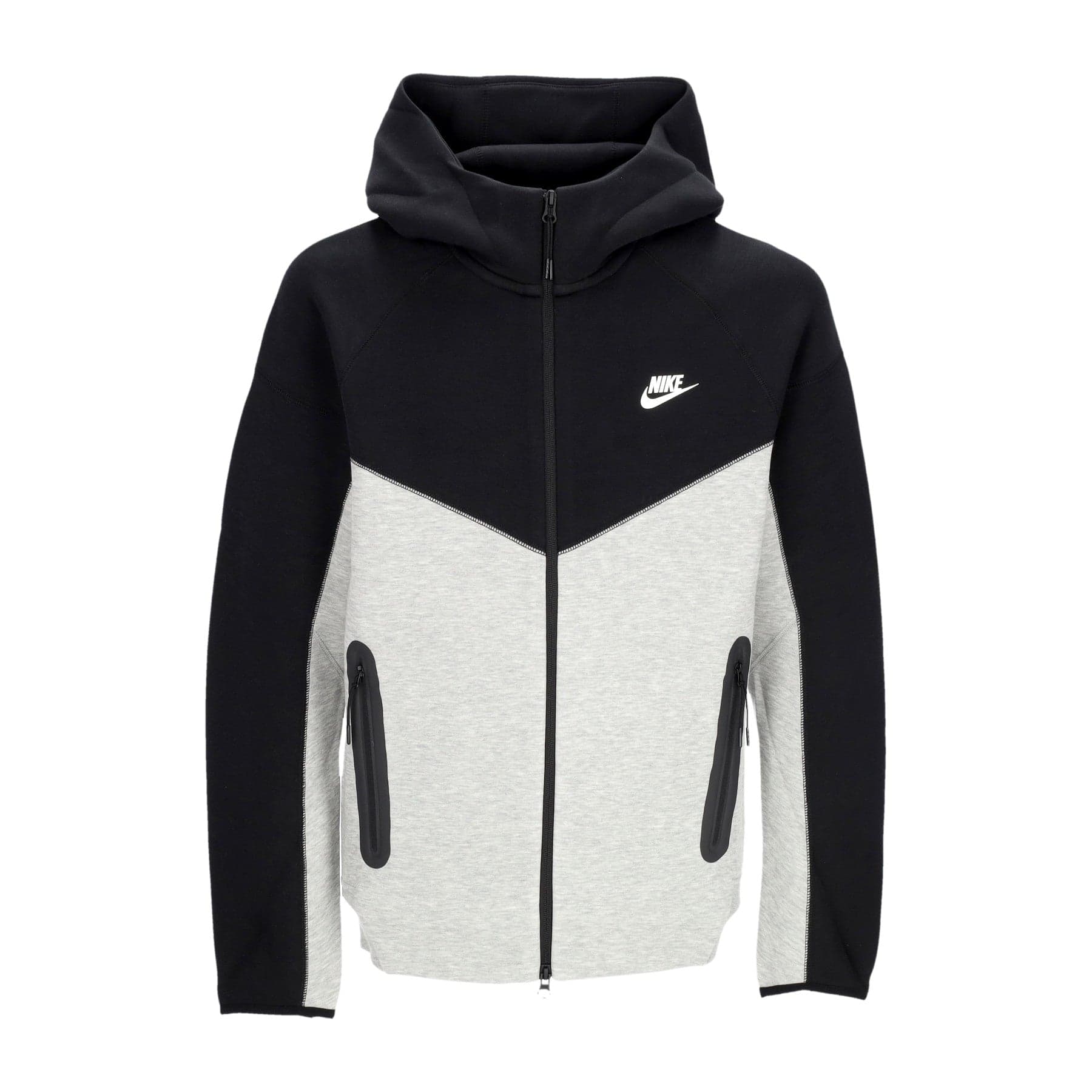 Men's Lightweight Hooded Zip Sweatshirt Tech Fleece Full-zip Windrunner Hoodie Dk Gray Heather/black/white