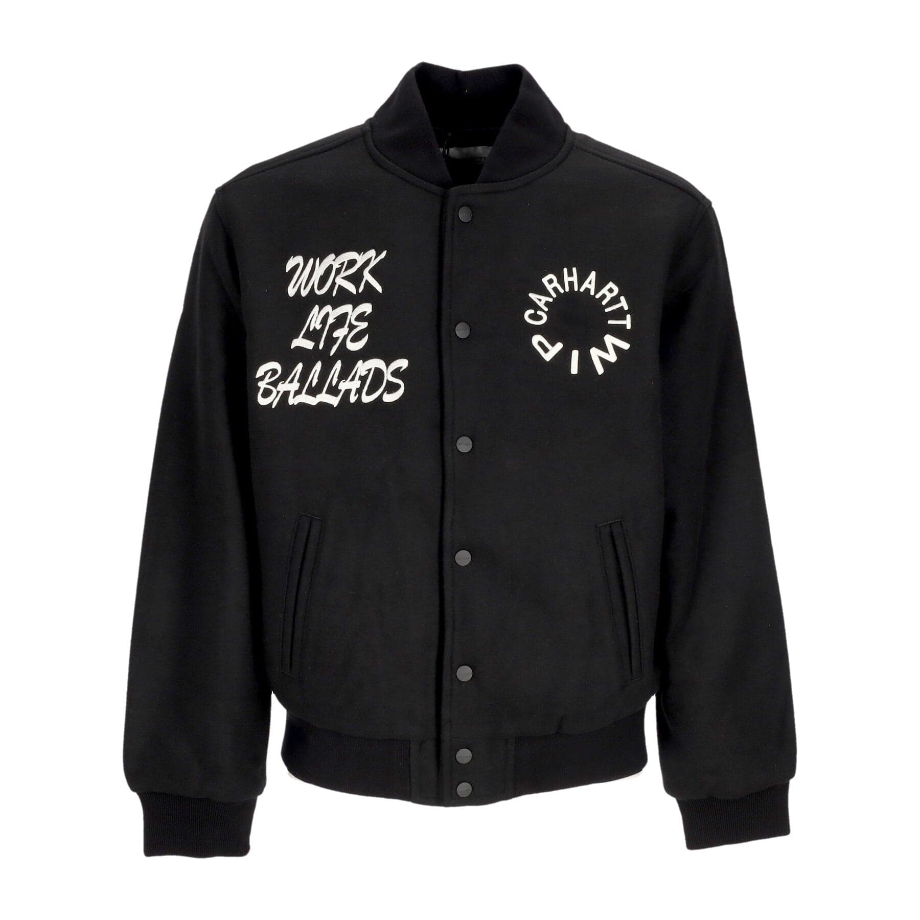 Men's Work Varsity Bomber College Jacket Black