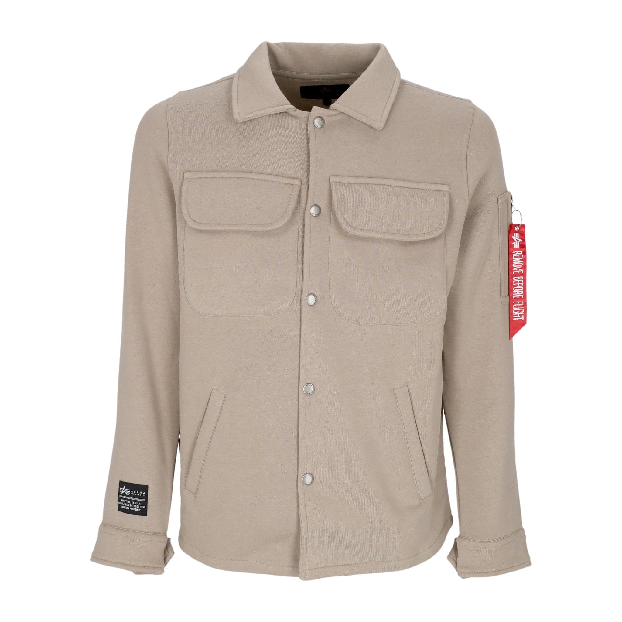 Men's Padded Shirt Sweat Overshirt Vintage Sand
