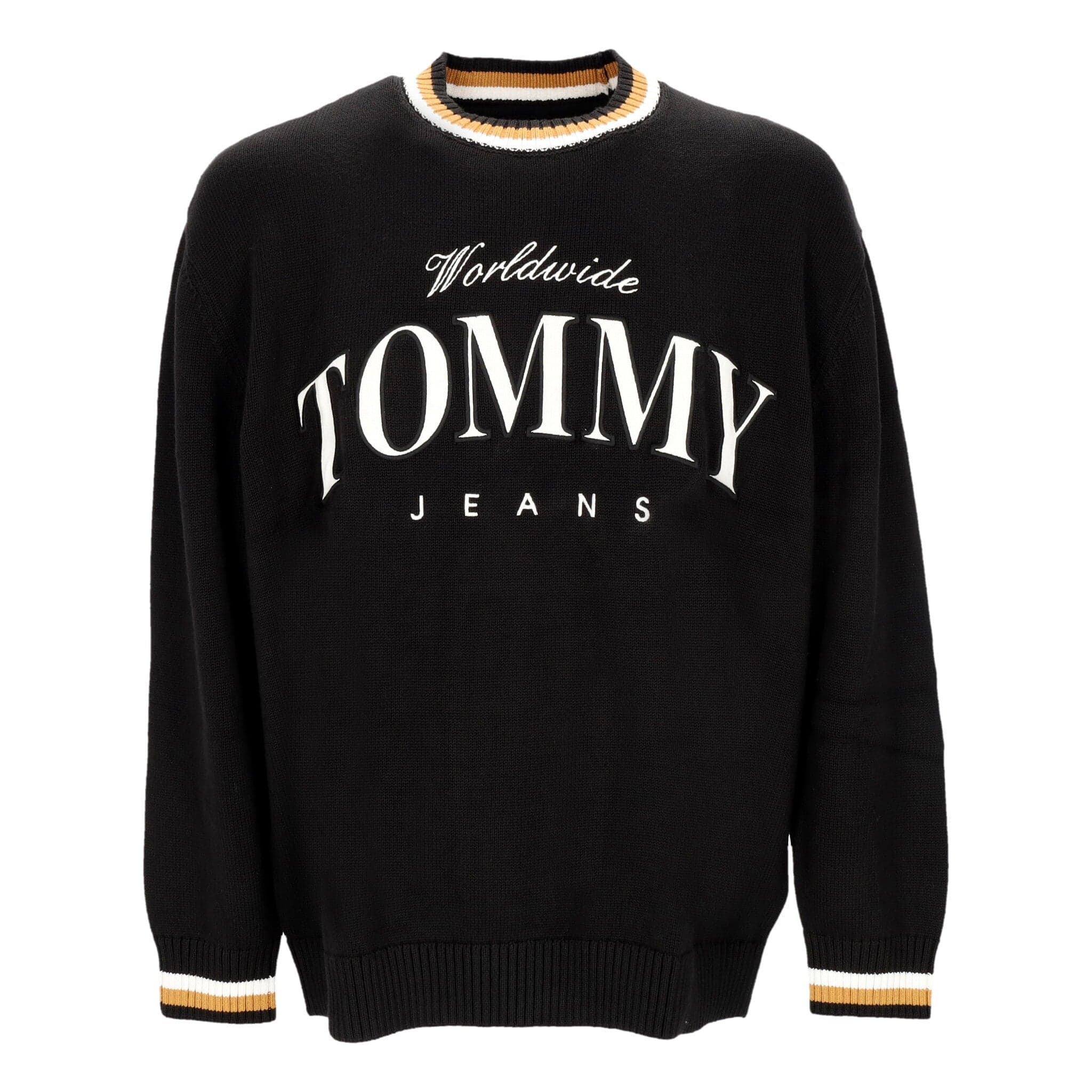Men's Lightweight Crewneck Sweatshirt Boxy Varsity Crewneck Ext Black