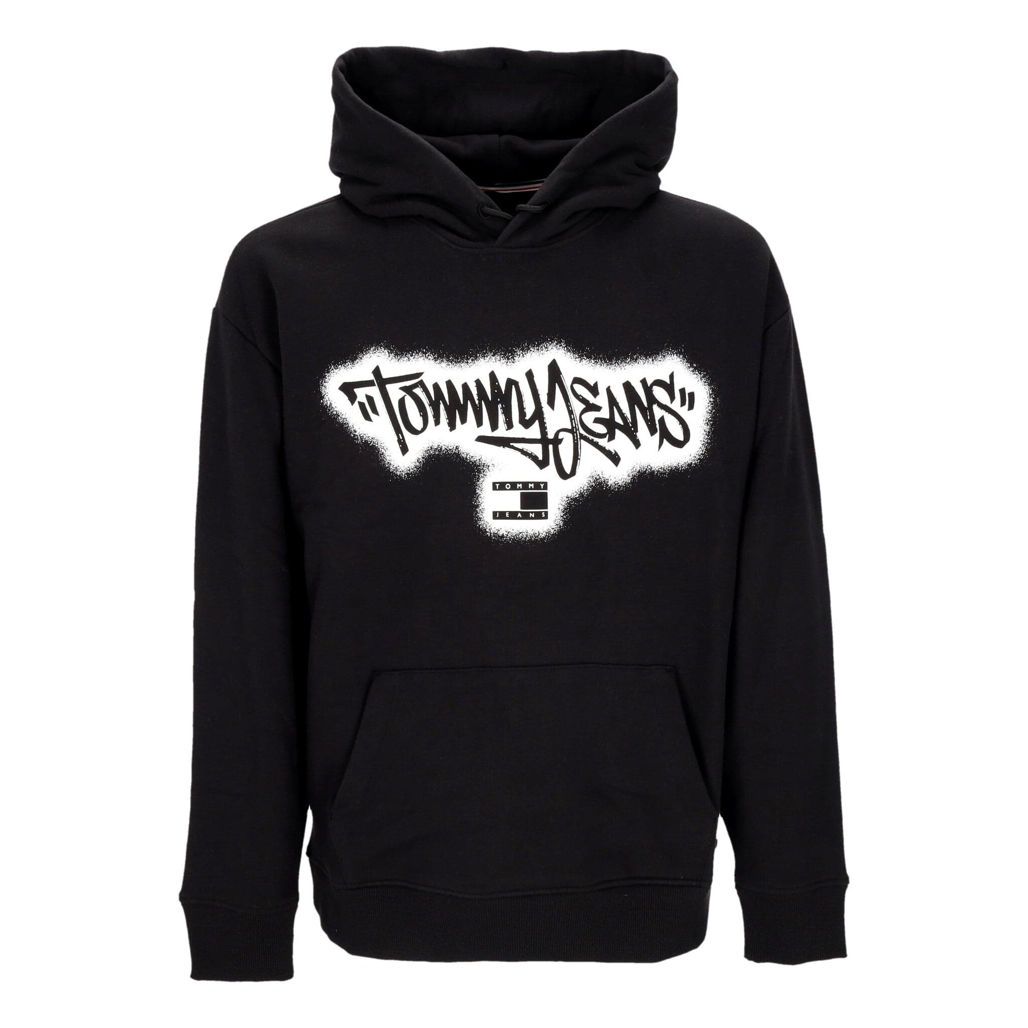 Men's Lightweight Hooded Sweatshirt Relaxed Spray Graffiti Hoodie Black