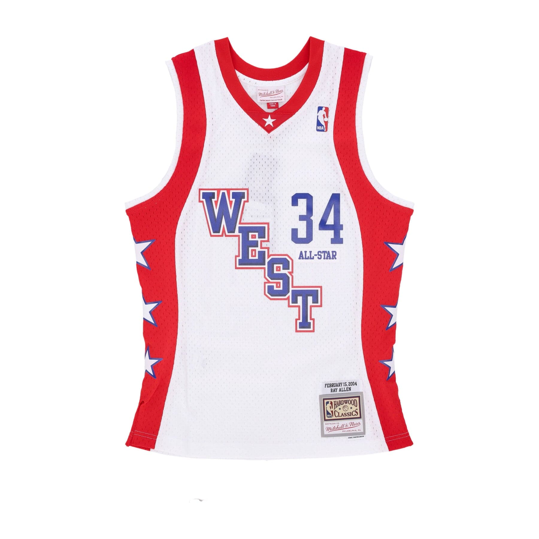 Men's Basketball Tank Top Nba White Jersey All Star 2004 No 34 Ray Allen Team West White