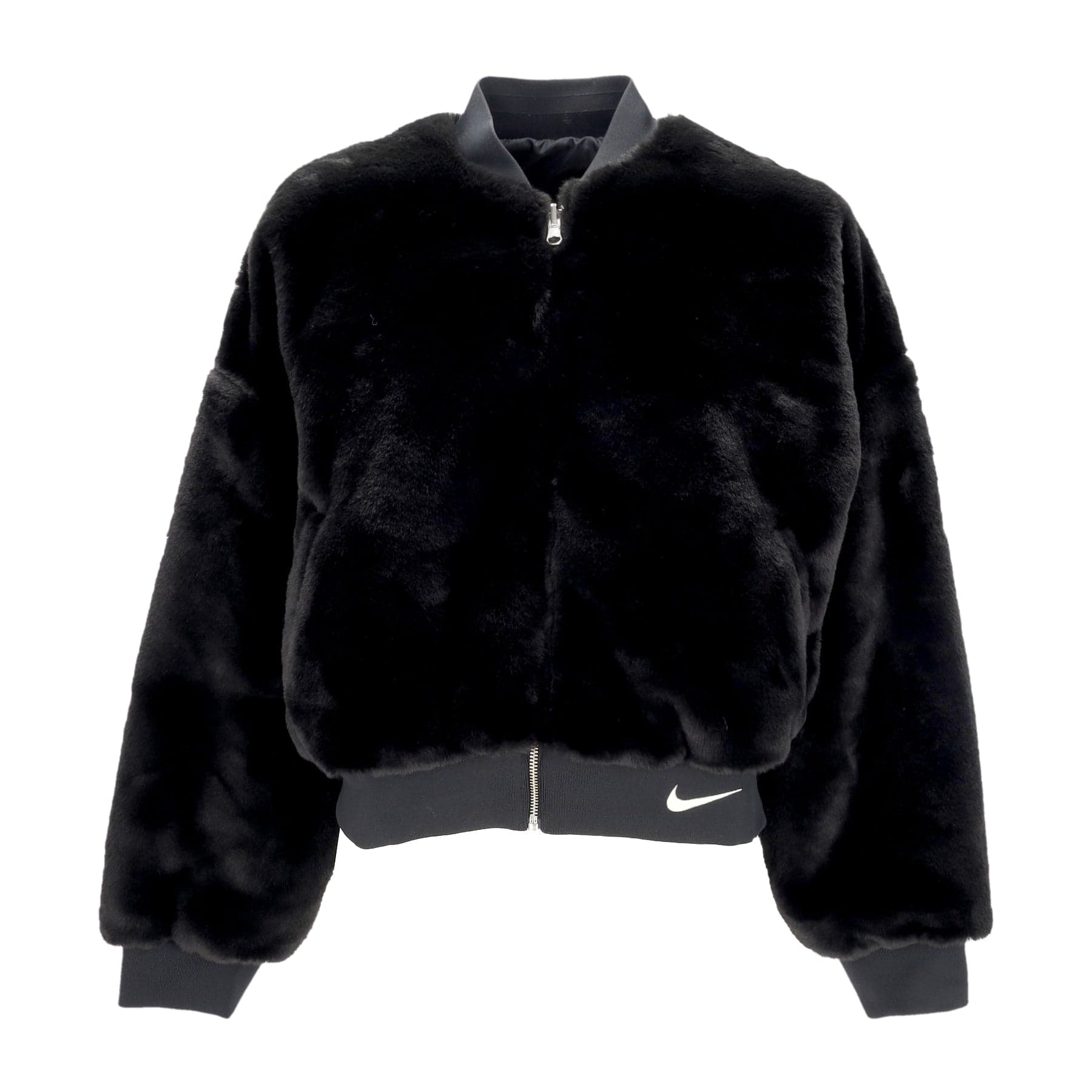 Women's Fur W Sportswear Reversible Faux Fur Bomber Black/coconut Milk