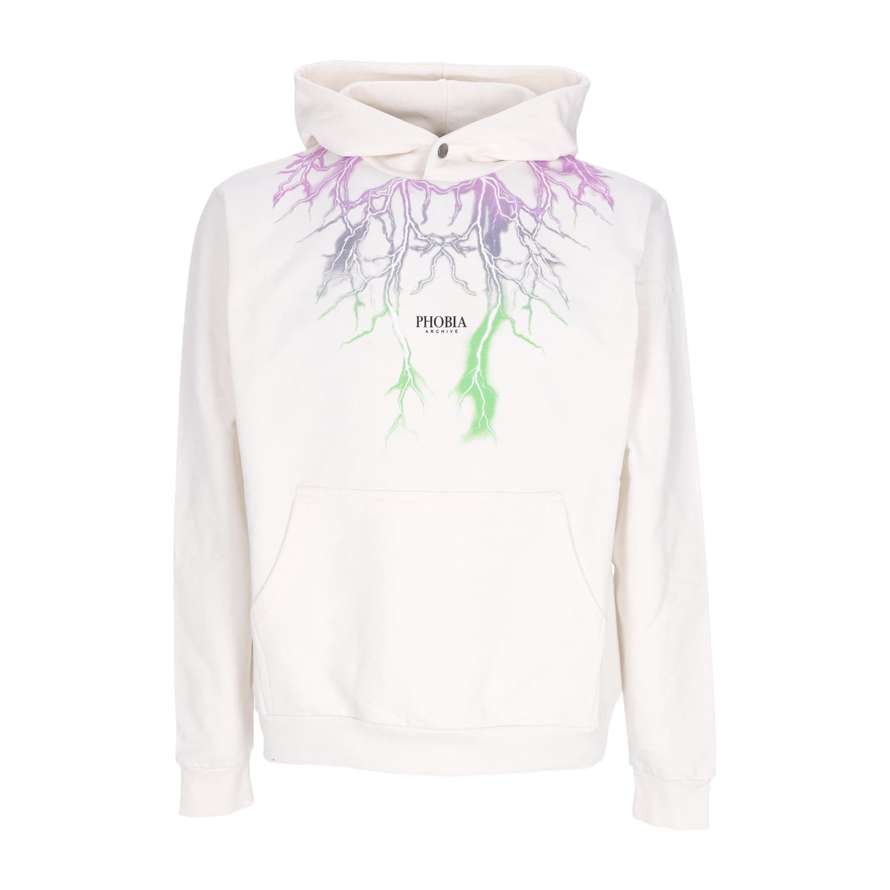 Men's Lightweight Hooded Sweatshirt Bicolor Lightning Print Hoodie White