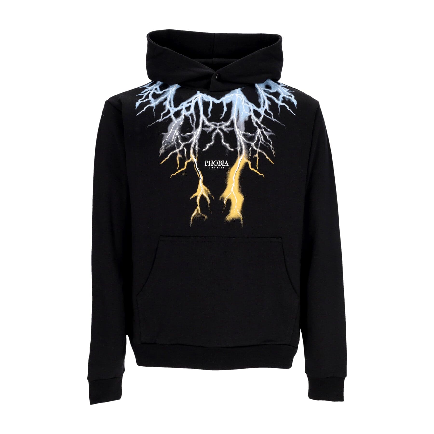 Men's Lightweight Hooded Sweatshirt Bicolor Lightning Print Hoodie Black