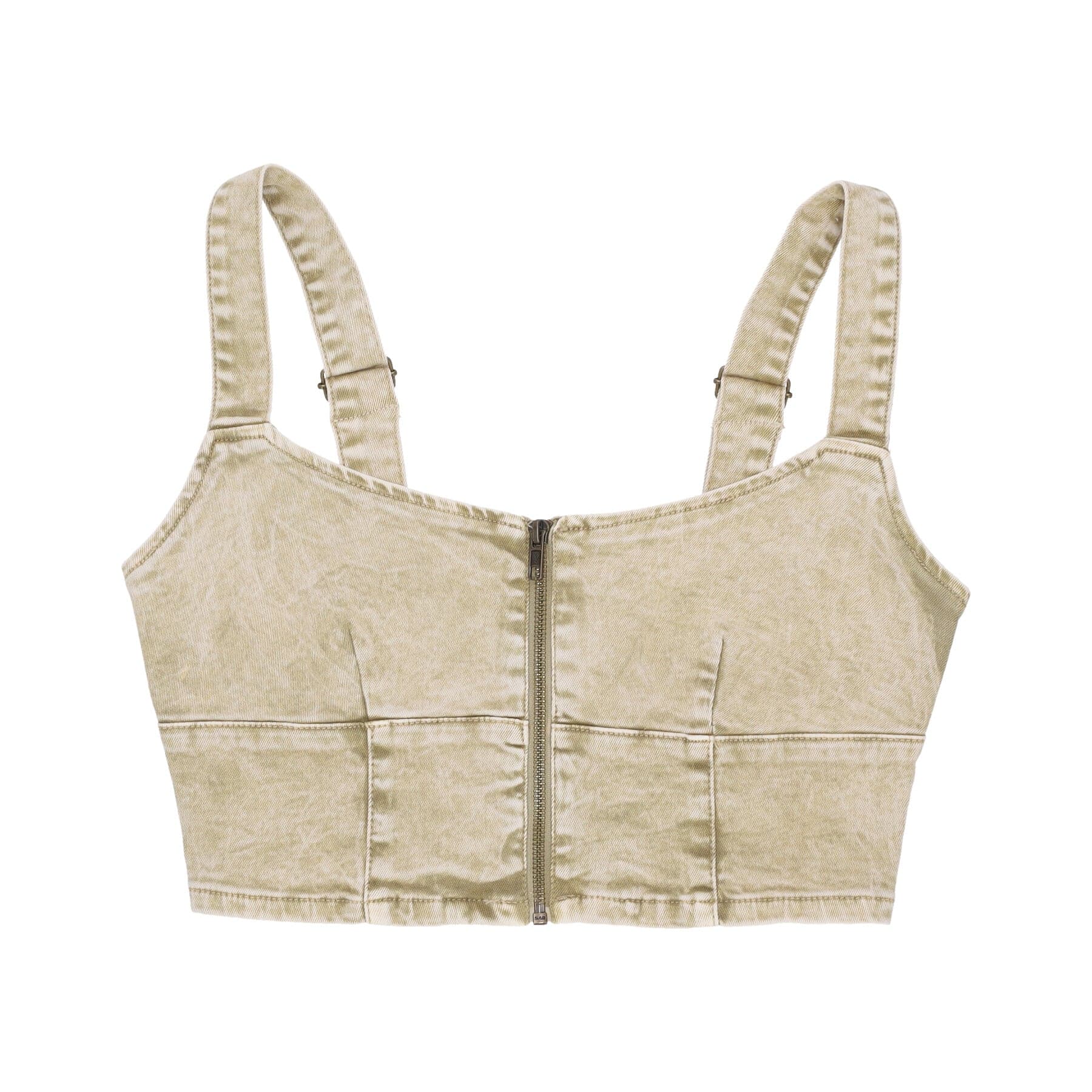 Top Women's W Go Aged Zip Bustier Denim Top Go Aged White