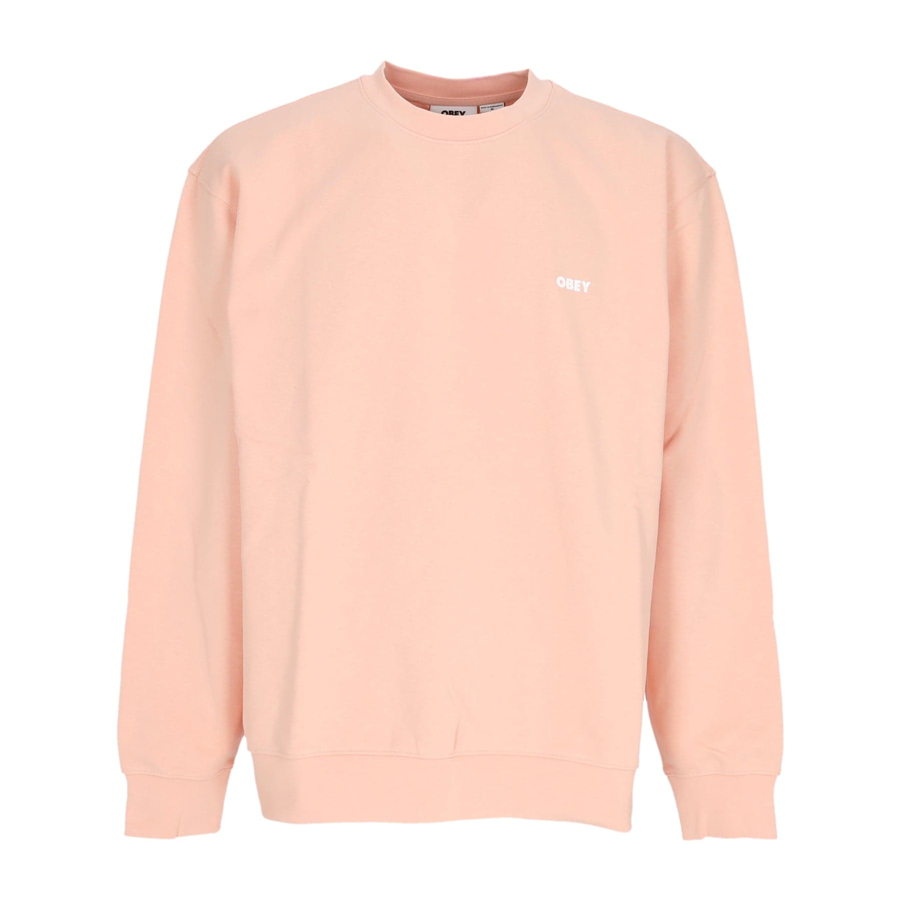 Men's Lightweight Crewneck Sweatshirt Bold Box Fit Premium Crew Fleece Peach Parfait