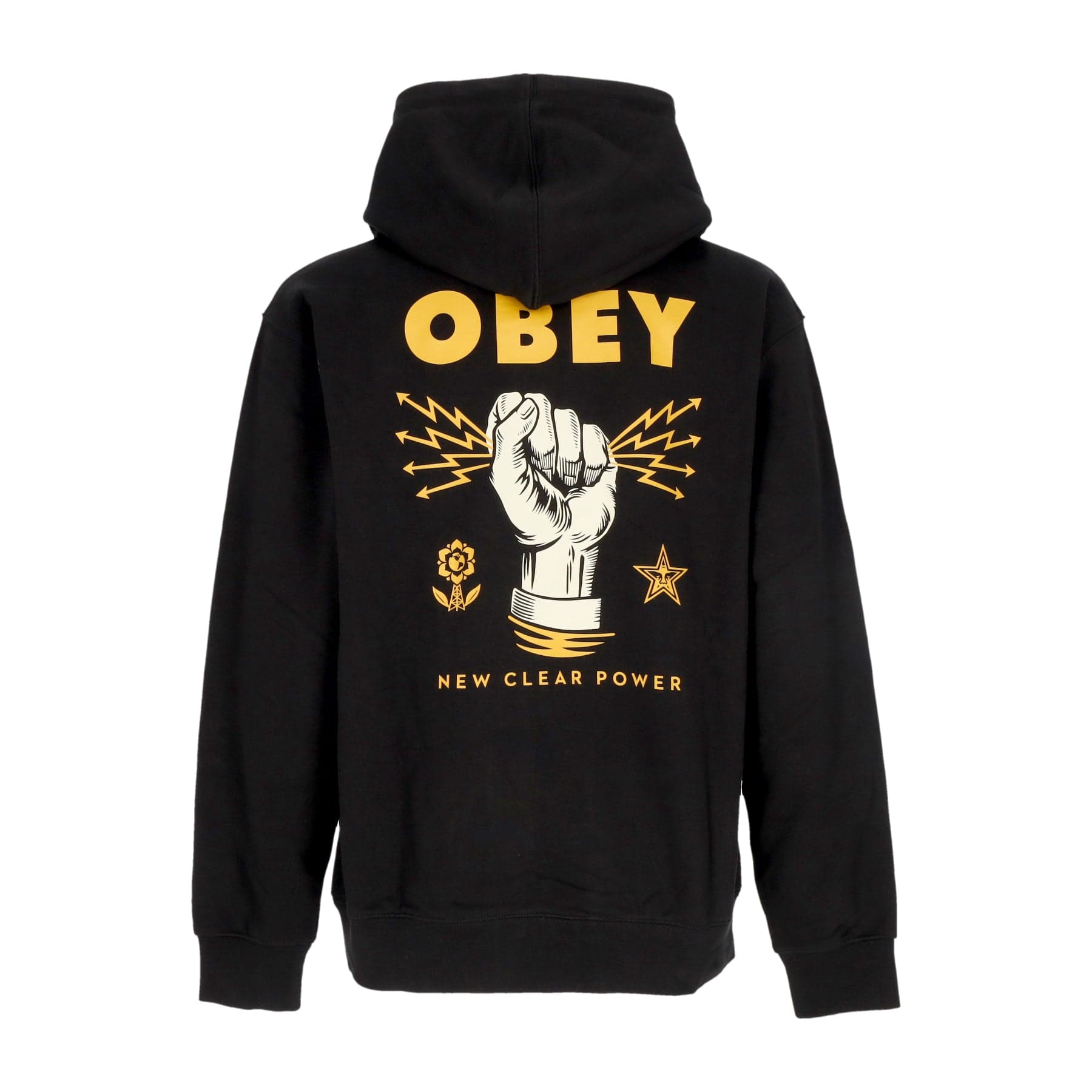 Men's Lightweight Hooded Sweatshirt New Clear Power Hoodie Fleece Black