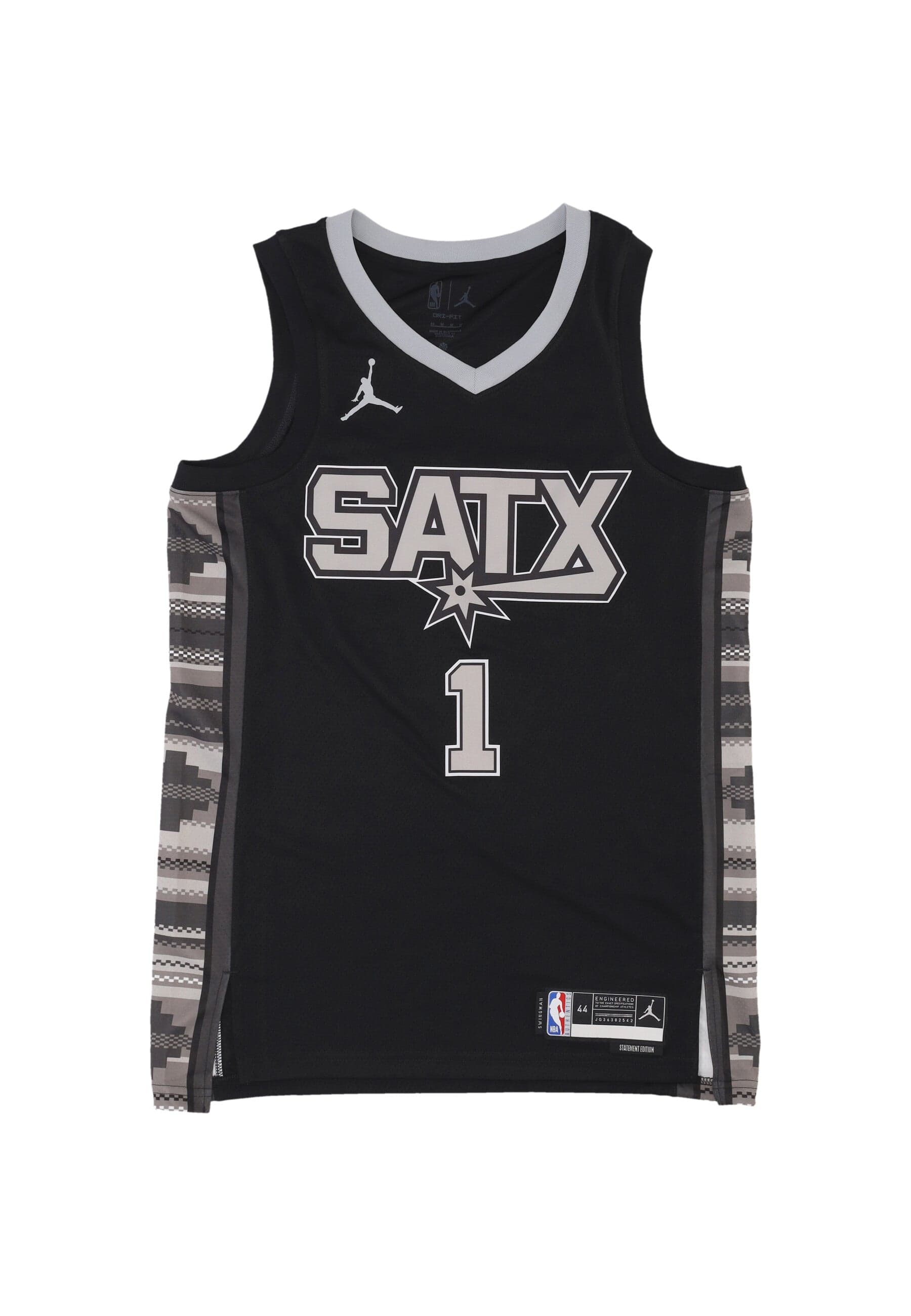 Men's Basketball Tank Top Nba Statement Edition 2022 Dri-fit Swingman Jersey No 1 Victor Wembanyama Sanspu Black/fit Silver