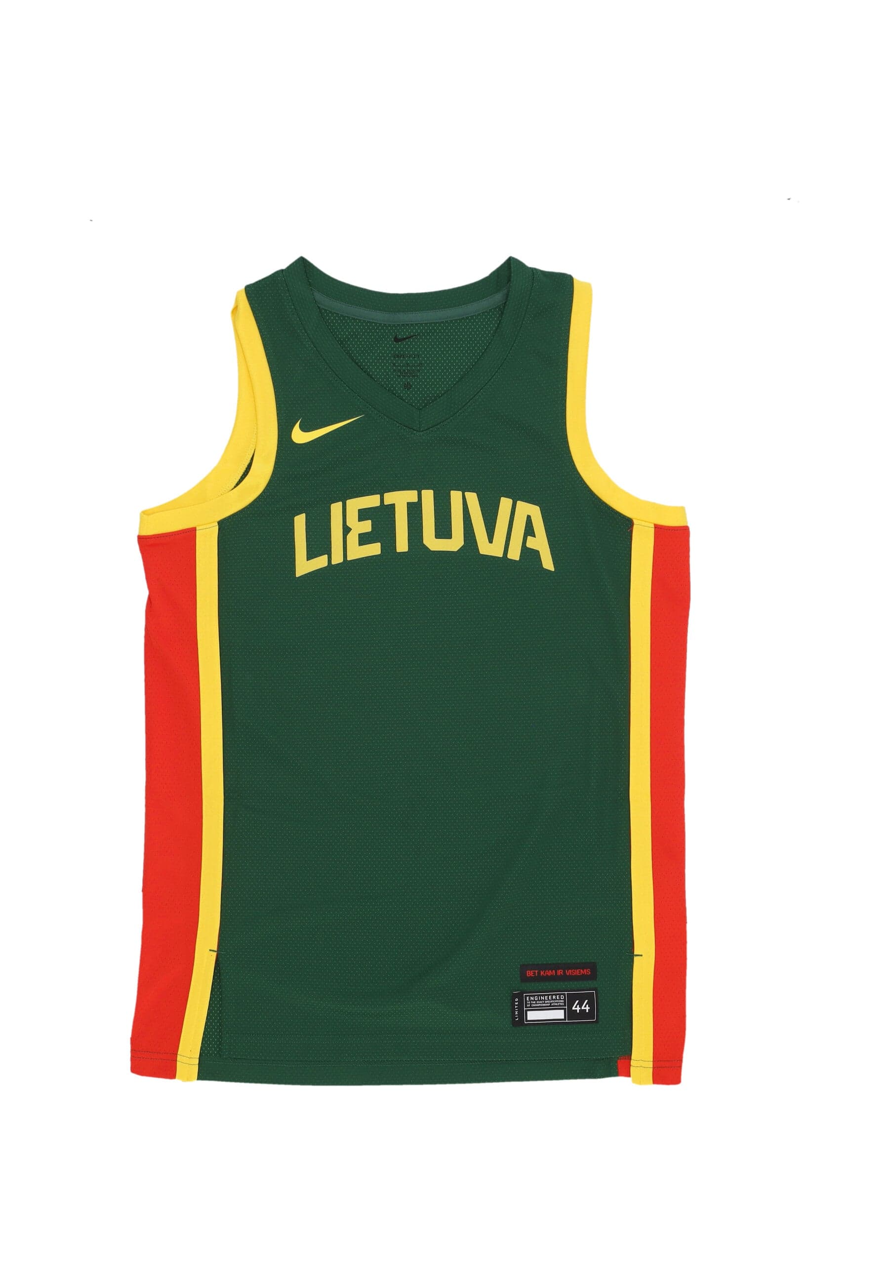 Men's Basketball Tank Top Limited Road Basketball Jersey Team Lithuania Gorge Green/chile Red