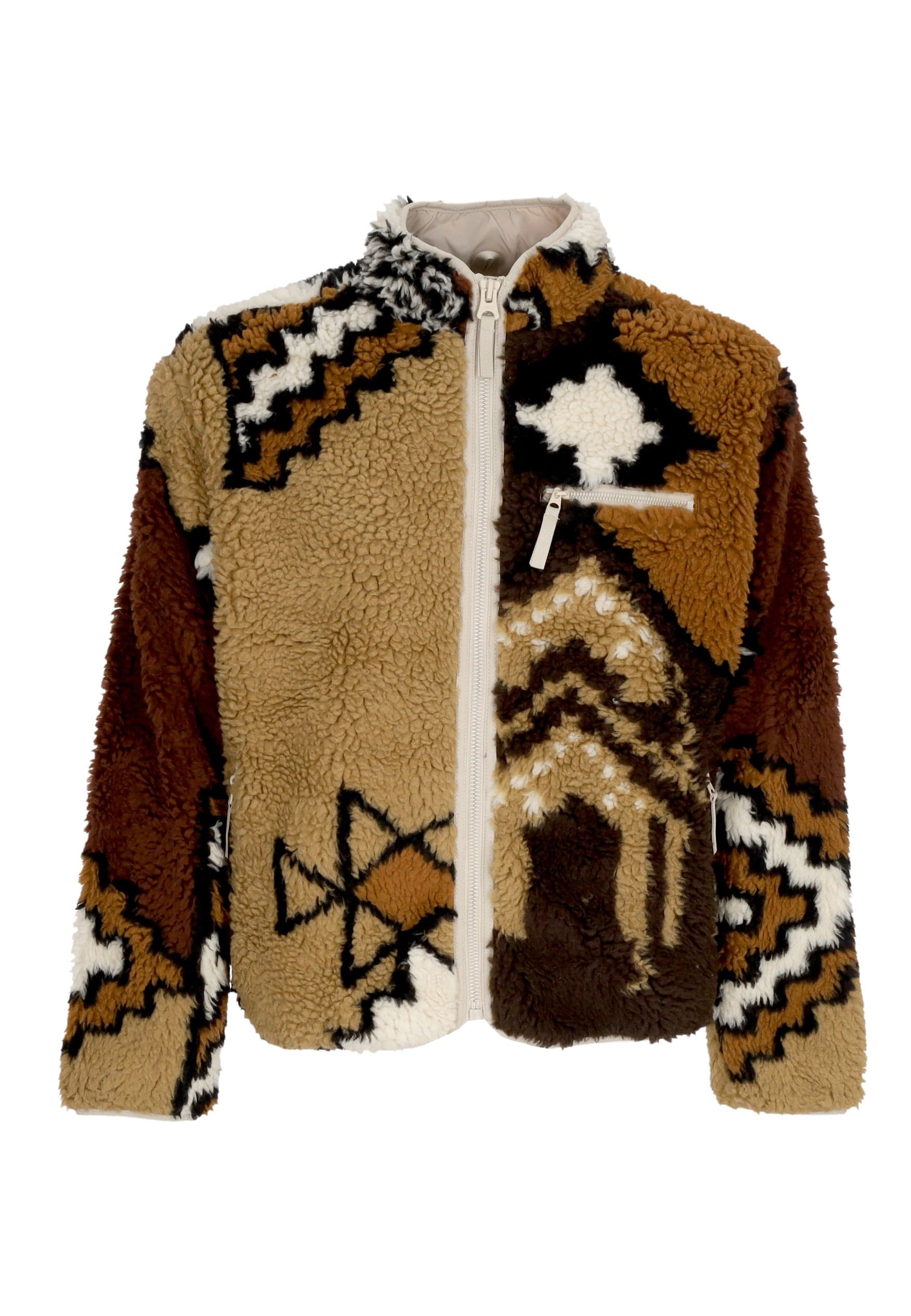 Men's bear Moroccan Rug Sherpa Jacket Brown Multi