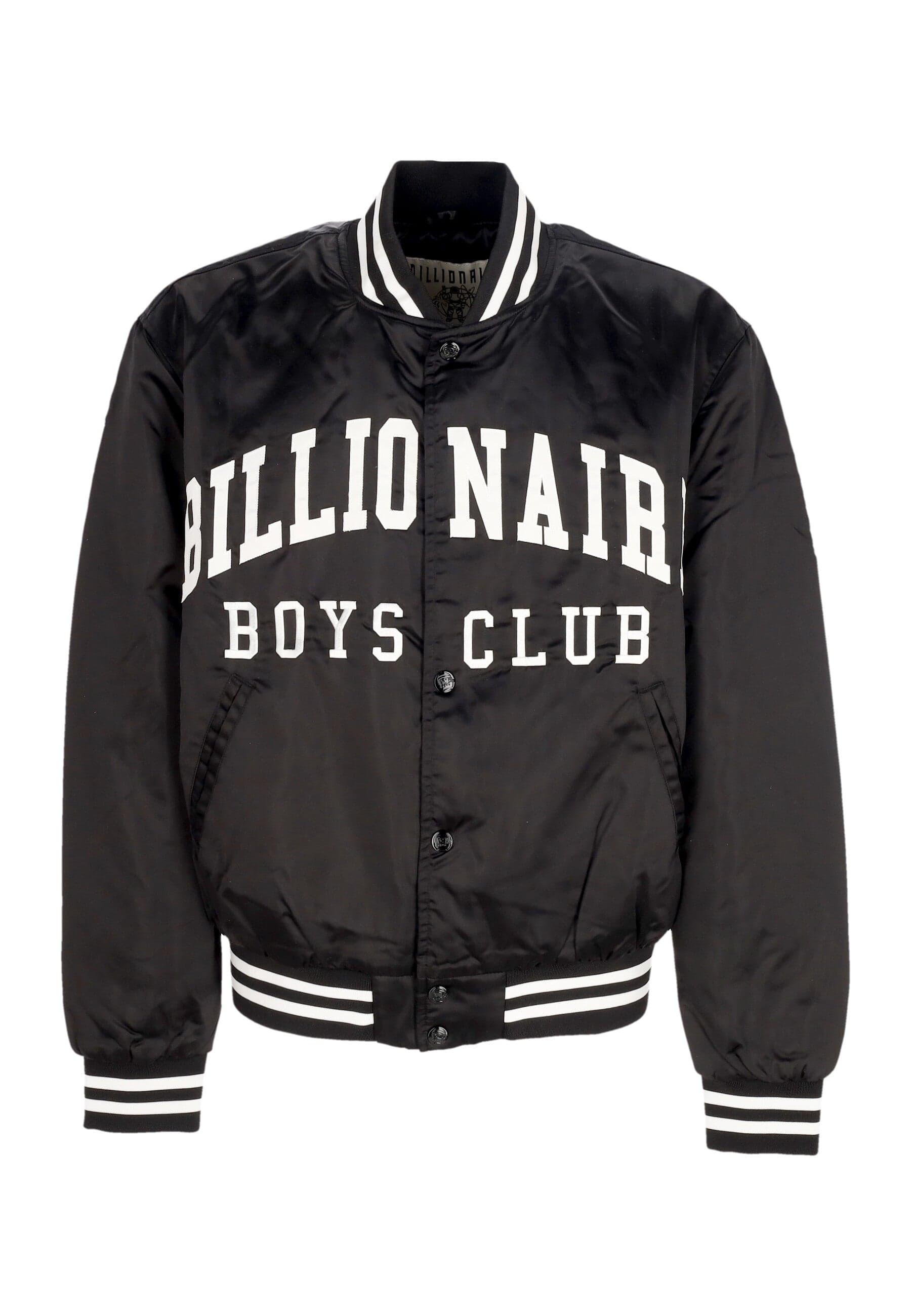 Men's Bomber Jacket College Satin Bomber Jacket Black
