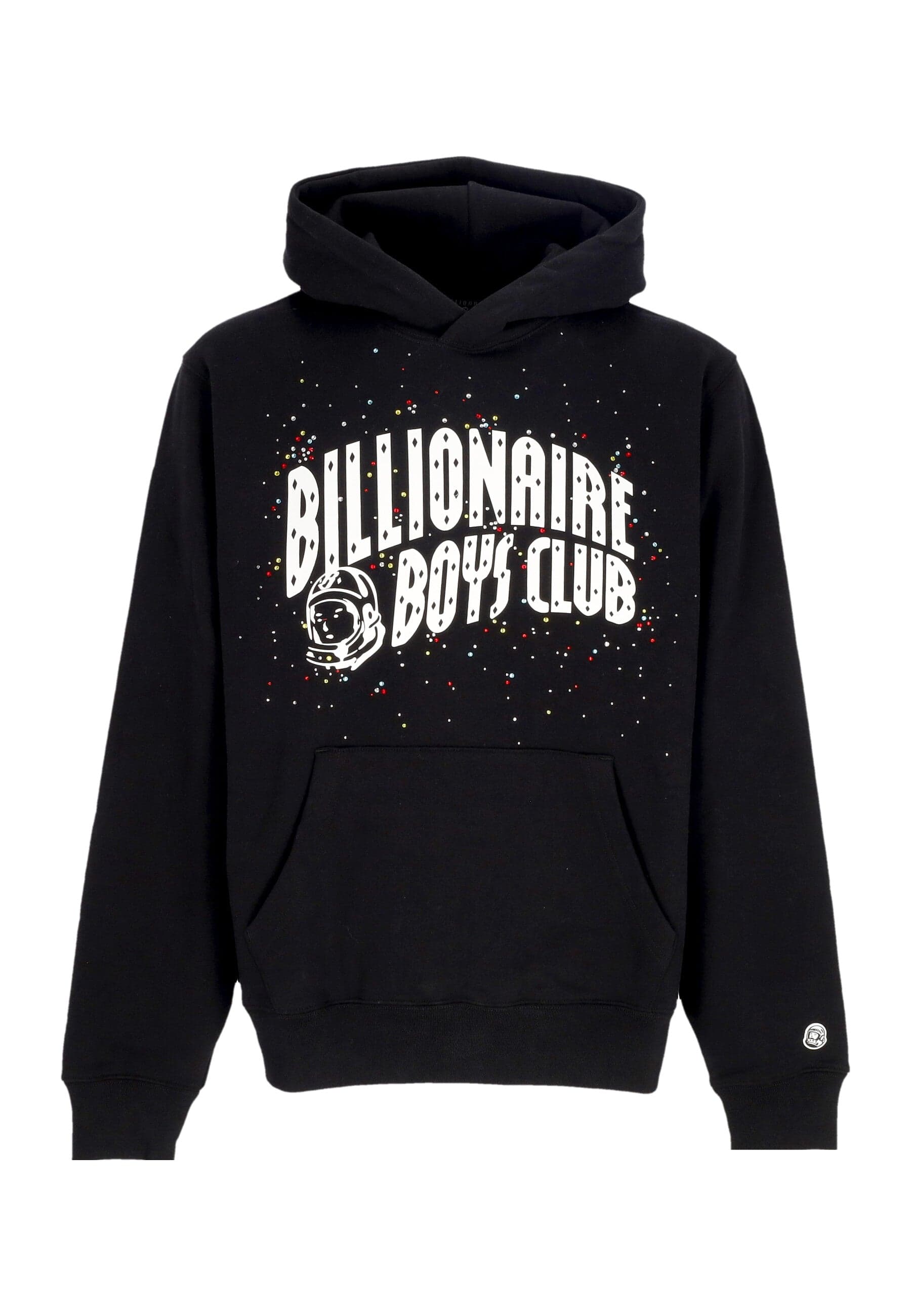 Men's Hoodie Embellished Arch Logo Popover Hooded Black