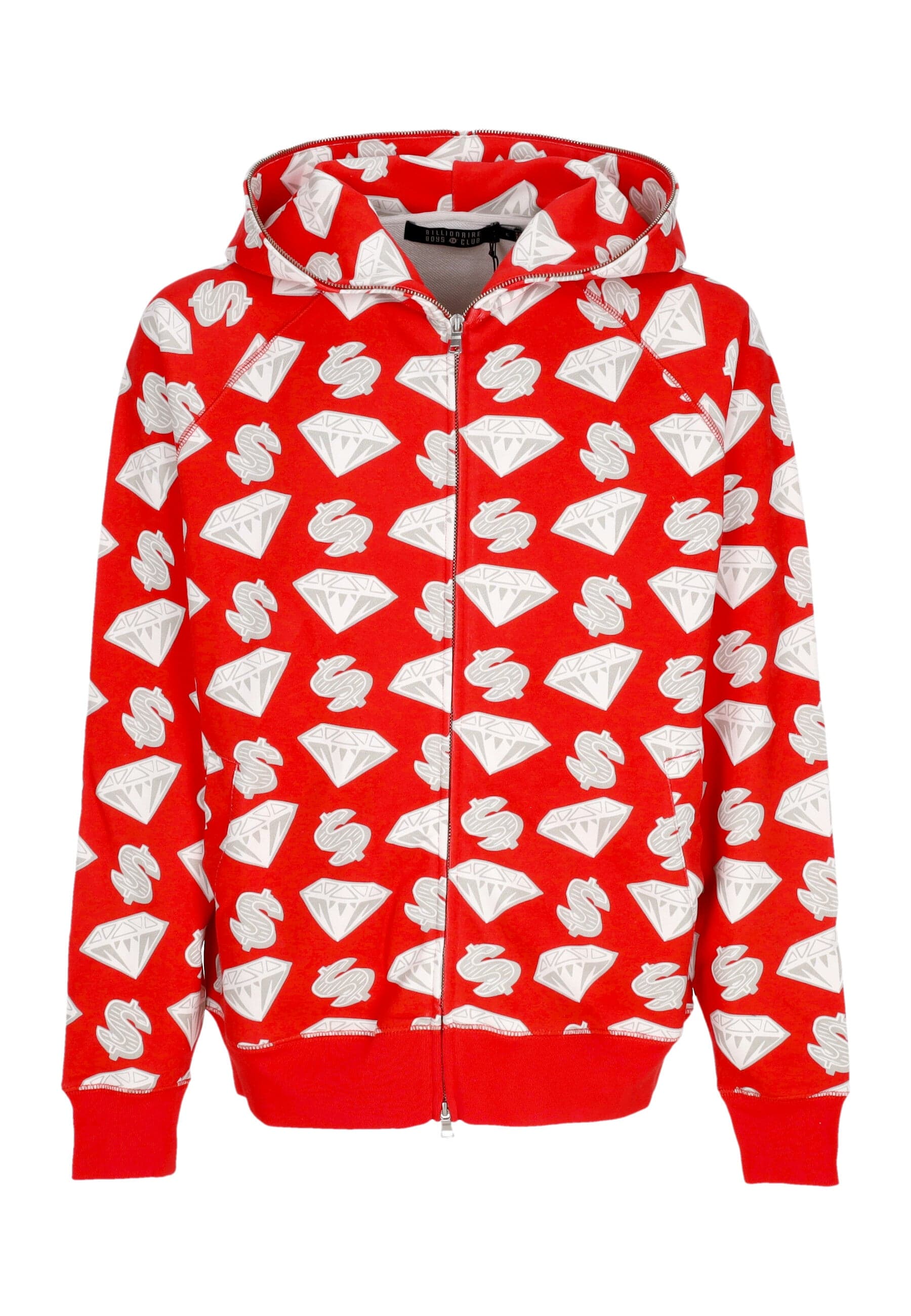 Lightweight Hoodie Zip Man Diamonds & Dollars Zip-through Hooded Red
