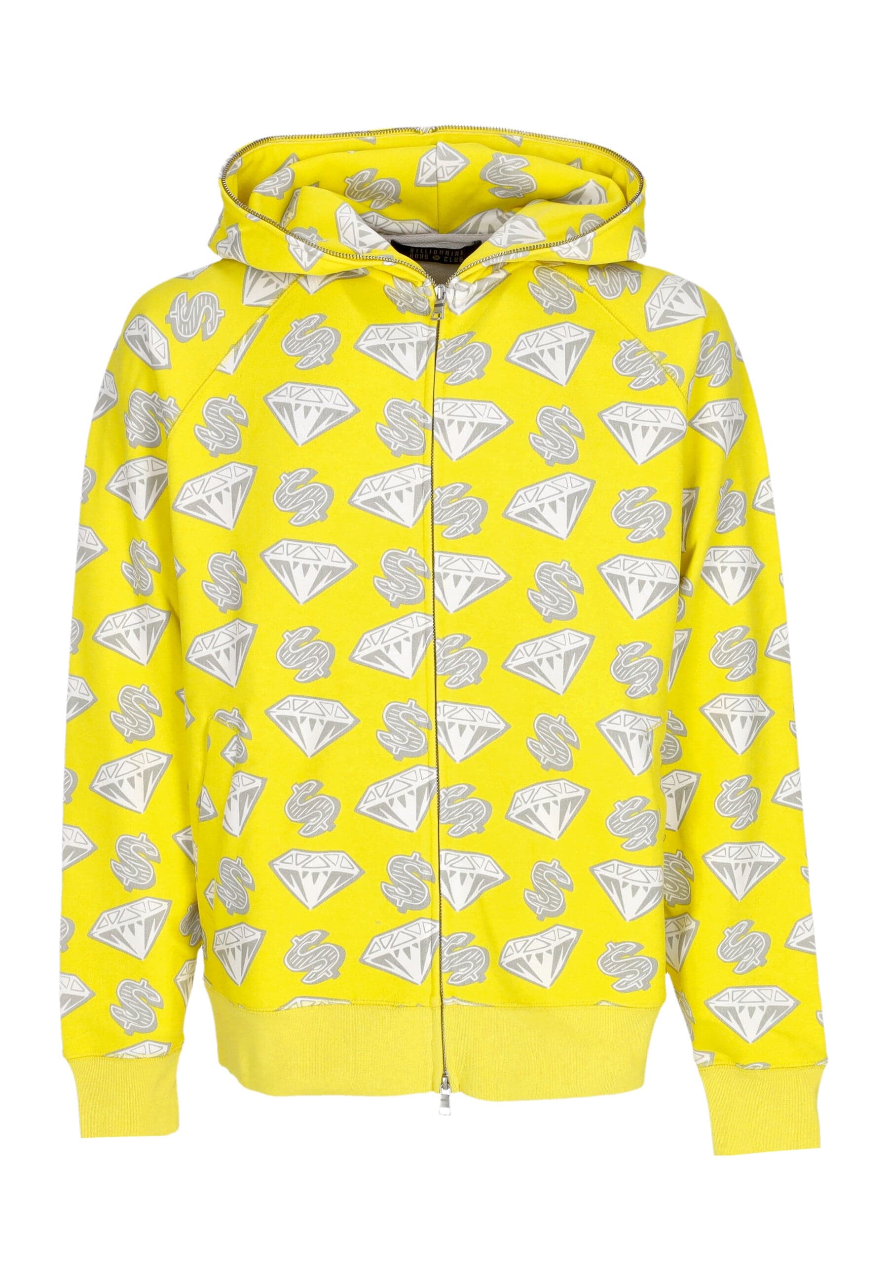 Lightweight Hoodie Zip Man Diamonds & Dollars Zip-through Hooded Yellow