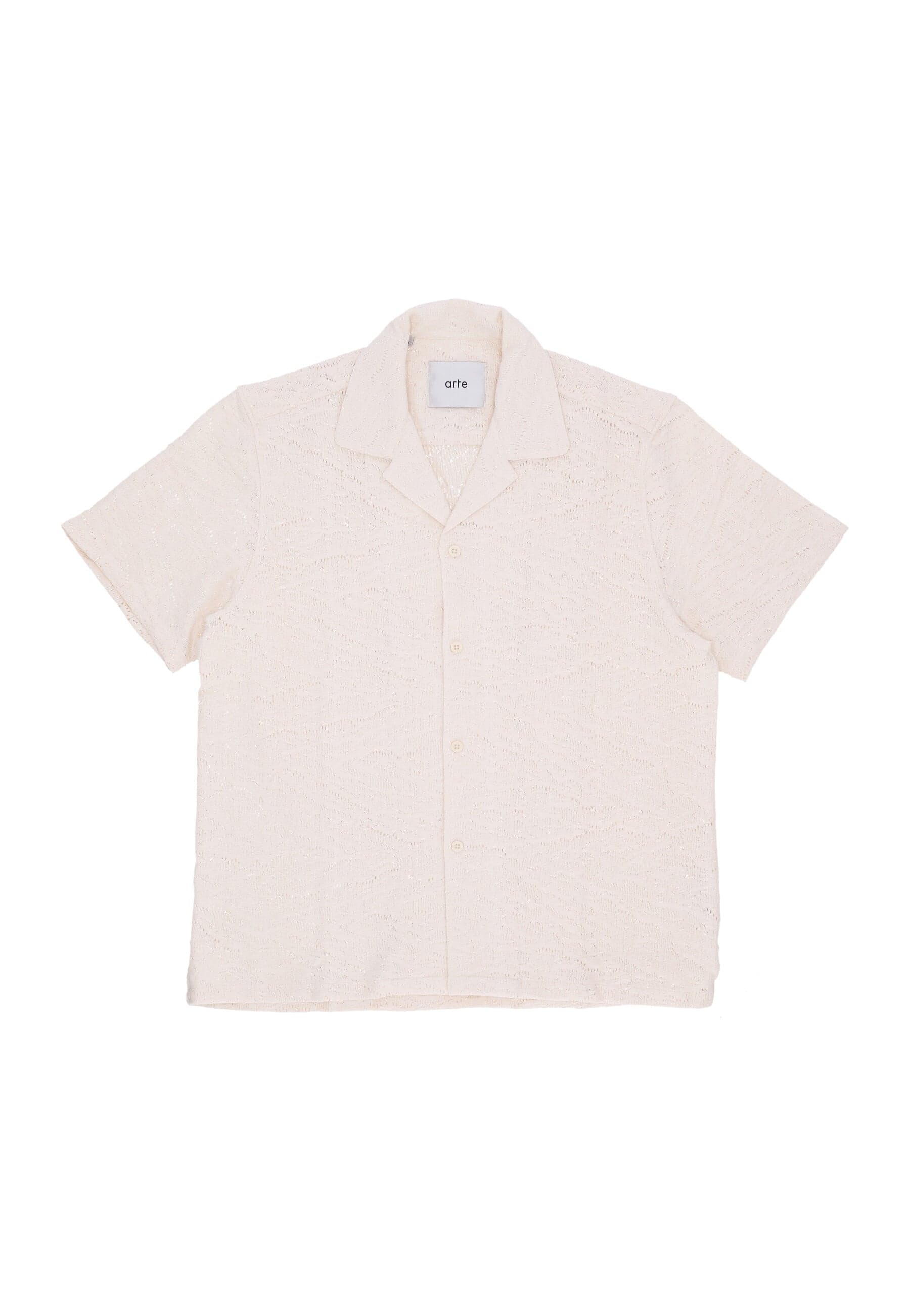 Shirt Sleeve Short Man Crochet Shirt Cream