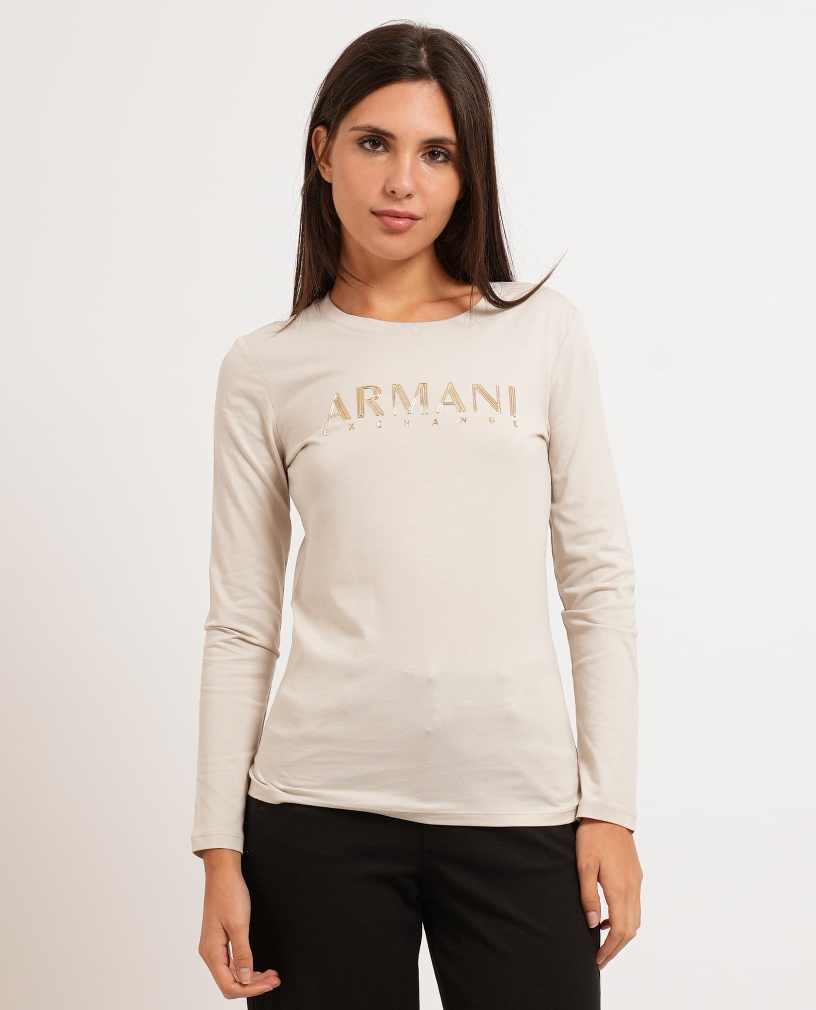 Women's t-shirt by Armani Exchange made in soft — Beige